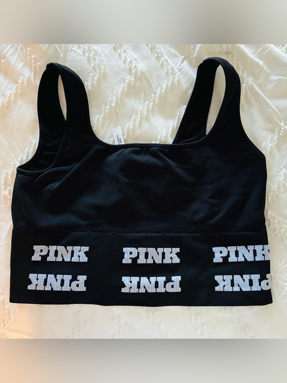 PINK Victoria's Secret Seamless Black Logo Sports Bra medium